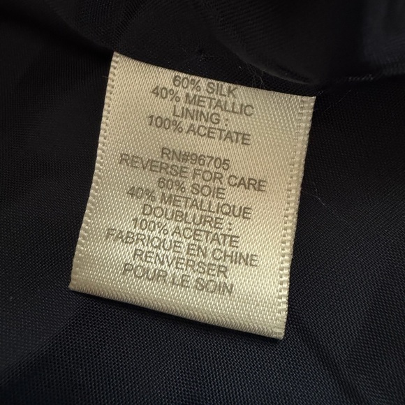 Rebecca Taylor Strapless Women's Mini Dress Navy Blue Floral Metallic Sz 10 Silk - Picture 10 of 14